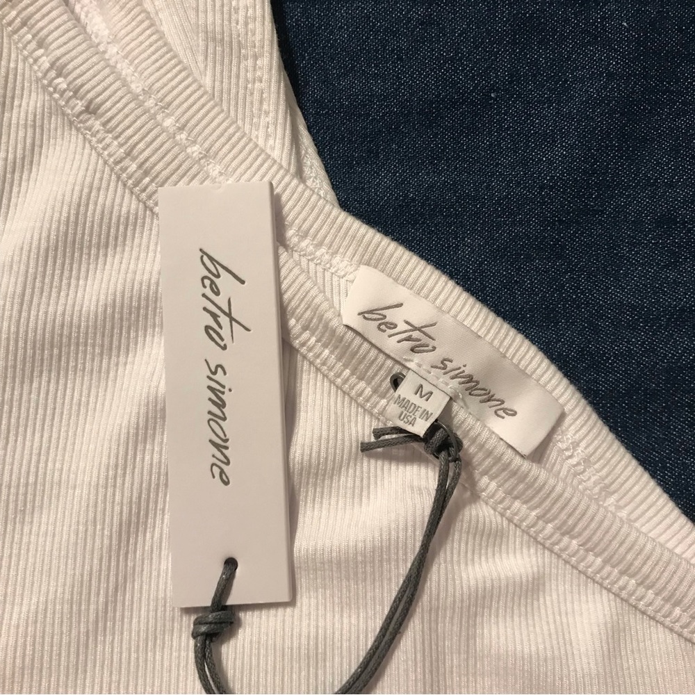 Betro Simone White Asymmetrical Ribbed Bodysuit. - Picture 6 of 11